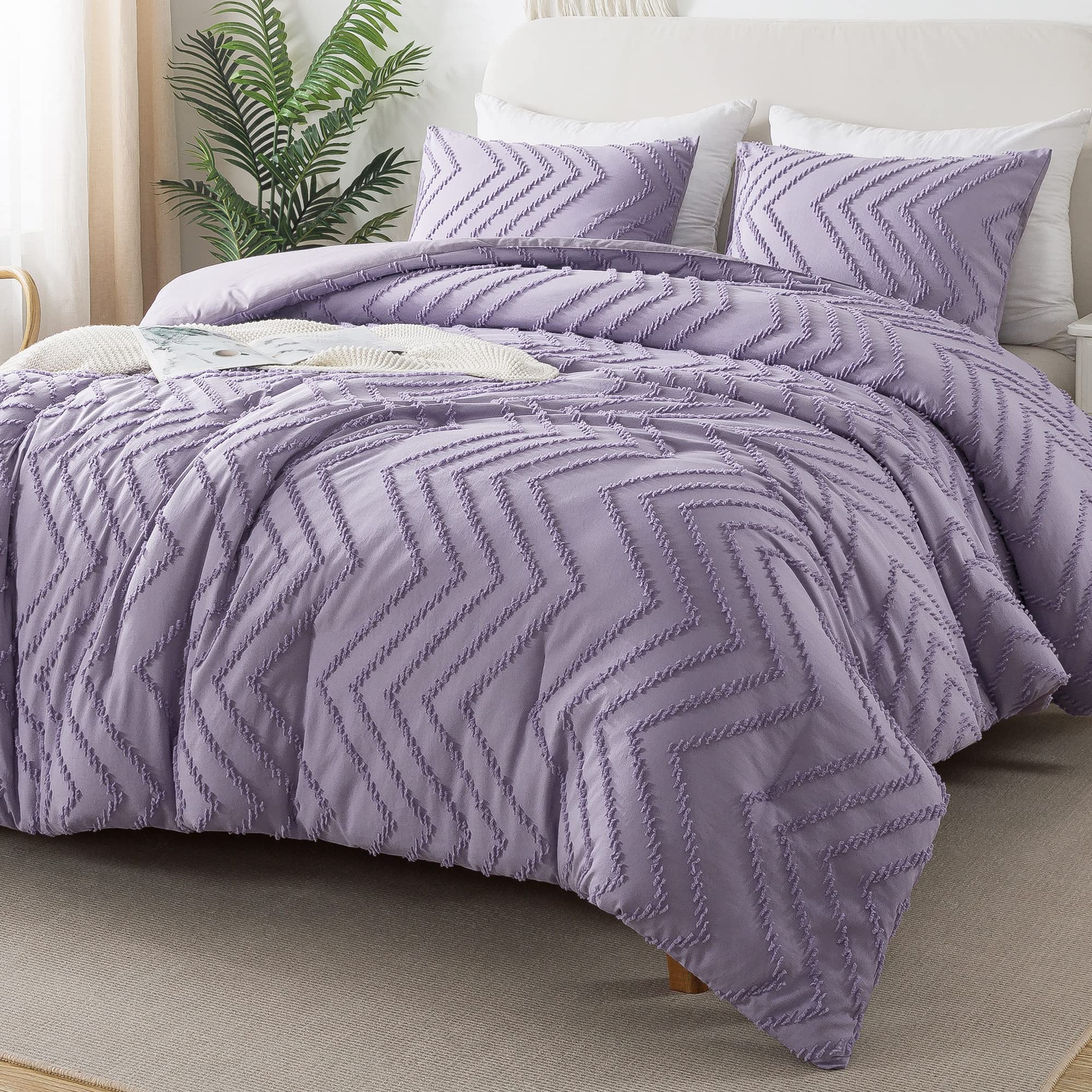 Litanika Purple Full Comforter Sets, Lightweight Fluffy Bedding Comforter Sets for Bed, 3 Pieces Down Alternative Comforter Bed Set Gift Choice (79x90Inches, 1 Comforter and 2 Pillow Shams)