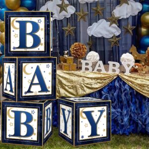 Twinkle Twinkle Little Star Balloon Boxes Baby Shower Decorations for Boy Navy Blue Moon and Star Baby Shower Party Decorations Supplies