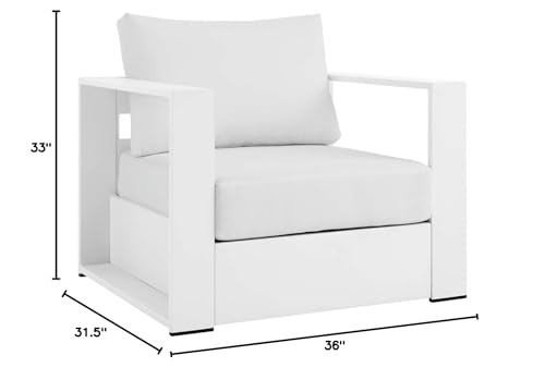 Modway Tahoe Modern Fabric/Aluminum Outdoor Armchair in White