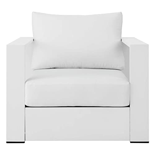 Modway Tahoe Modern Fabric/Aluminum Outdoor Armchair in White