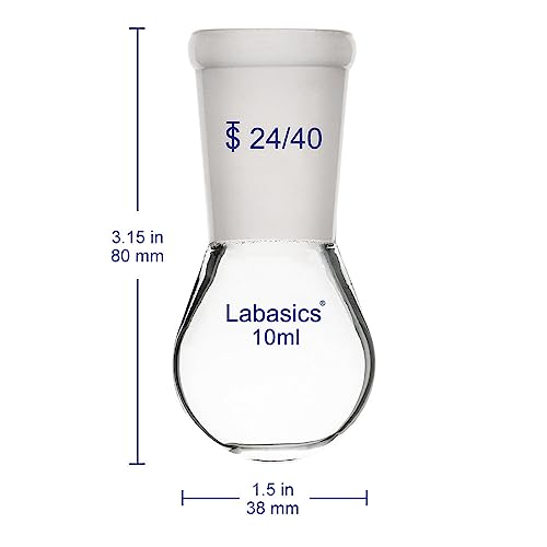 Labasics Borosilicate Glass Single Neck Recovery Flask Rotary Evaporator Flask, with 24/40 Outer Joint, 10 ml