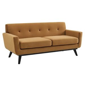 modway engage performance velvet loveseat with cognac finish eei-5599-cog