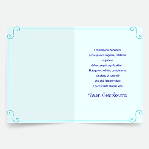 Designer Greetings Italian Language Happy Birthday Cards, Fun Colorful Cake Pastries Design (Pack of 6 Cards with Blue Envelopes / 6 biglietti di auguri e buste)