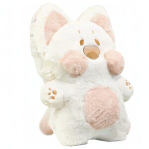 PEACHCAT Cute Cat Plush Pillow Kitten Plushie Kawaii Cat Stuffed Animal White with Angel Wings 15.7"