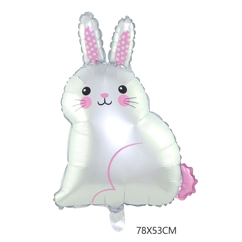 30inch Giant Rabbit Balloon Set of 4, Birthday Party Decorations for Girl Cute Cartoon Party Supplies, Foil Mylar Helium Animal Balloons for Baby Shower, Graduations, Photo Shoot