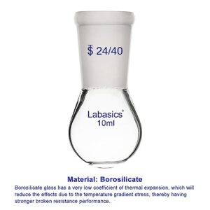 Labasics Borosilicate Glass Single Neck Recovery Flask Rotary Evaporator Flask, with 24/40 Outer Joint, 10 ml