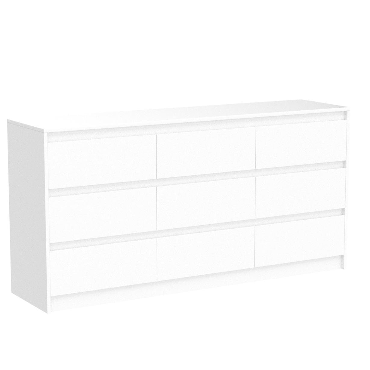 FAMAPY Chest of Drawers White Dresser No Handle, Modern 9 Drawer Dresser, Contemporary Style, 9-Drawer Cabinet Dresser for Bedroom (63" W x 15.7" D x 31.5" H)