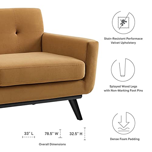 Modway Engage Performance Velvet Loveseat with Cognac Finish EEI-5599-COG