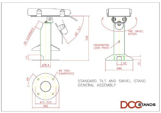 DCCSTANDS Dejavoo P3 Low Freestanding Swivel and Tilt Stand with Square Plate