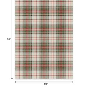 RUGGABLE Washable 5x7 Area Rug, Plaid, Premium Winter Rugs for Living Room, Bedroom, Kitchen, Office, Classroom with Gripper Non Slip Pad, Dress Stewart Tartan White