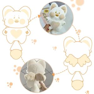 PEACHCAT Cute Cat Plush Pillow Kitten Plushie Kawaii Cat Stuffed Animal White with Angel Wings 15.7"