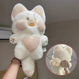 PEACHCAT Cute Cat Plush Pillow Kitten Plushie Kawaii Cat Stuffed Animal White with Angel Wings 15.7"