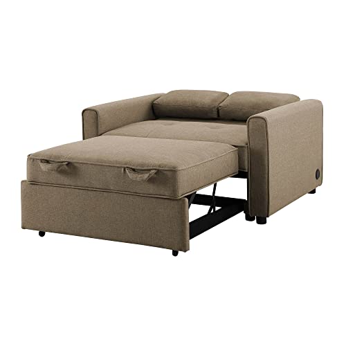 Lifestyle Solutions Serta Shelby Convertible Chair Sofabed, Tan