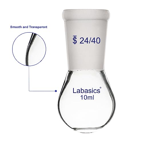 Labasics Borosilicate Glass Single Neck Recovery Flask Rotary Evaporator Flask, with 24/40 Outer Joint, 10 ml