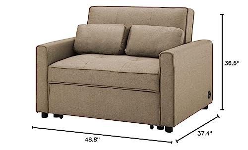 Lifestyle Solutions Serta Shelby Convertible Chair Sofabed, Tan