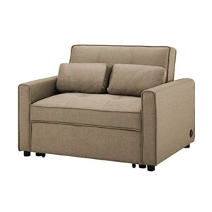 Lifestyle Solutions Serta Shelby Convertible Chair Sofabed, Tan