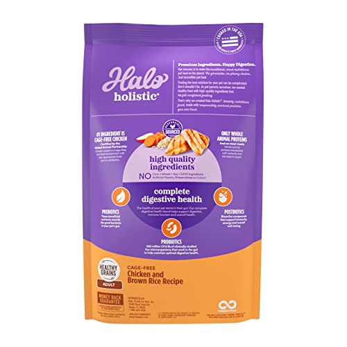 Halo Holistic Adult Dog Healthy Grains Cage-Free Chicken & Brown Rice Recipe Kibble 3.5 lb