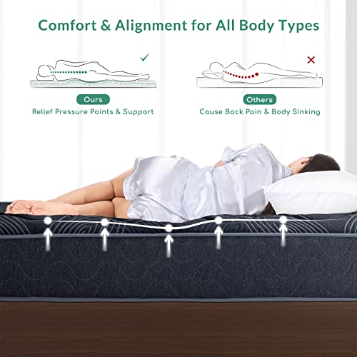 Airdown Queen Mattress, 9 Inch Hybrid Mattress Queen Made in USA, Memory Foam and Innerspring Hybrid Mattress in A Box, Pocket Innersprings Mattress for Motion Isolation, Medium (EGO-Hybrid-9Q)