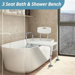 Winado Tub Transfer Bench for Bathtub with Backrest & Padded Armrest, Supports up to 330 lbs Aluminium Alloy Bath Chair Seat, White