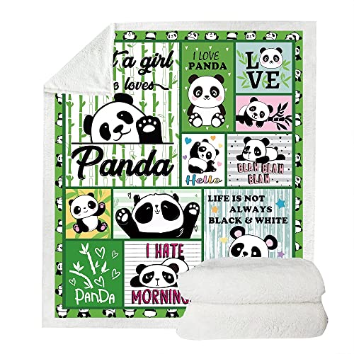 Juirnost Panda Blanket Panda Gifts for Girls Panda Throw Blanket for Couch Bed Sofa Panda Bear Gifts Panda Gifts for Women Kids Teens Birthday Gifts 50" x60" Soft Cozy Fleece Plush Reversible Blanket