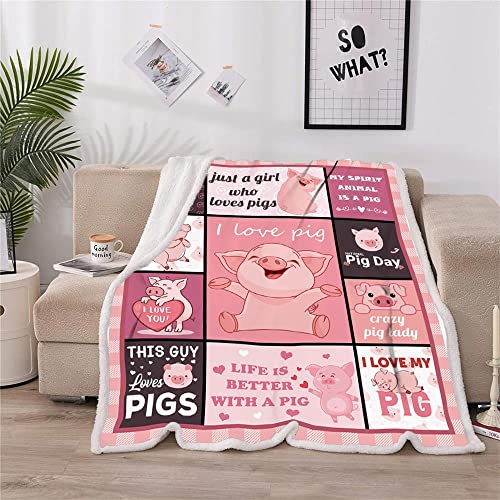 Juirnost Pig Blanket Pig Gifts for Pig Lovers Pigs in a Blanket Pig Blankets for Kids Just a Girl Like Pig Throw Blanket for Couch Bed Sofa 50"x60" Soft Cozy Piggy Blanket Ideal Gifts for Birthday