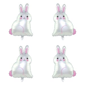 30inch giant rabbit balloon set of 4, birthday party decorations for girl cute cartoon party supplies, foil mylar helium animal balloons for baby shower, graduations, photo shoot