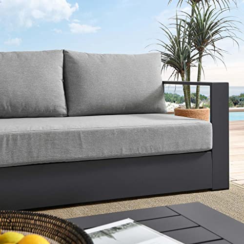 Modway Tahoe Patio Aluminum Sofa with Gray Gray Finish EEI-5676-GRY-GRY