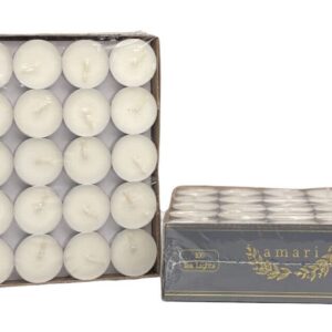 Amari 12g Tea Lights - 100 Pack Tea Light Unscented Candle - Lasts for 3-5 Hours (Yellow)