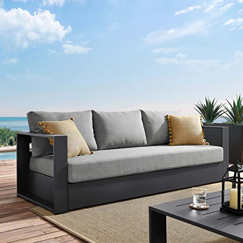 Modway Tahoe Patio Aluminum Sofa with Gray Gray Finish EEI-5676-GRY-GRY