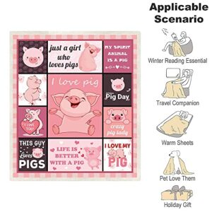 Juirnost Pig Blanket Pig Gifts for Pig Lovers Pigs in a Blanket Pig Blankets for Kids Just a Girl Like Pig Throw Blanket for Couch Bed Sofa 50"x60" Soft Cozy Piggy Blanket Ideal Gifts for Birthday