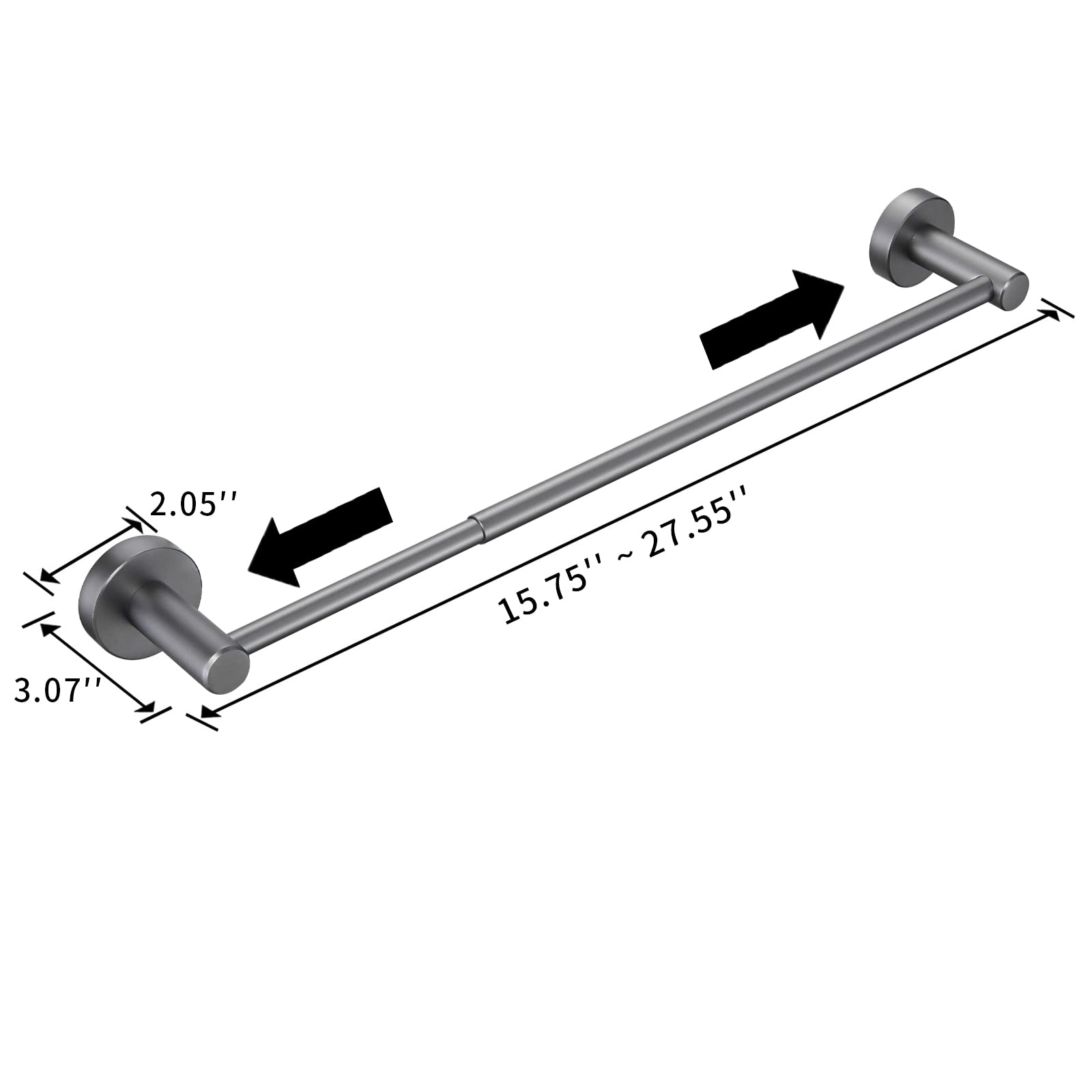 JASOYA 16-27 Inches Adjustable Expandable Towel Bar for Bathroom Kitchen Thicken Space Aluminum Wall Mount Gun Grey