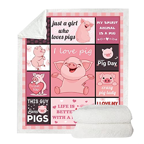 Juirnost Pig Blanket Pig Gifts for Pig Lovers Pigs in a Blanket Pig Blankets for Kids Just a Girl Like Pig Throw Blanket for Couch Bed Sofa 50"x60" Soft Cozy Piggy Blanket Ideal Gifts for Birthday