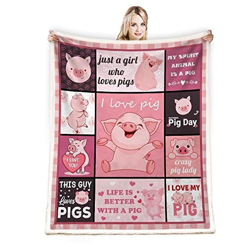 Juirnost Pig Blanket Pig Gifts for Pig Lovers Pigs in a Blanket Pig Blankets for Kids Just a Girl Like Pig Throw Blanket for Couch Bed Sofa 50"x60" Soft Cozy Piggy Blanket Ideal Gifts for Birthday