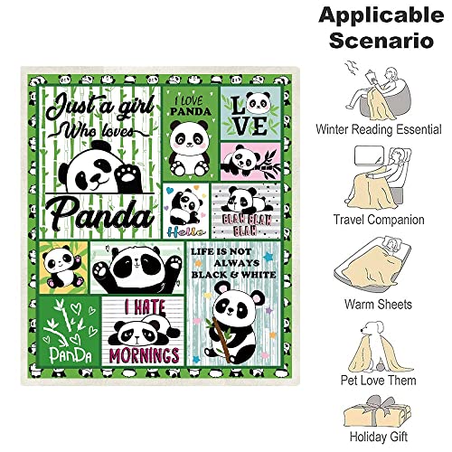 Juirnost Panda Blanket Panda Gifts for Girls Panda Throw Blanket for Couch Bed Sofa Panda Bear Gifts Panda Gifts for Women Kids Teens Birthday Gifts 50" x60" Soft Cozy Fleece Plush Reversible Blanket