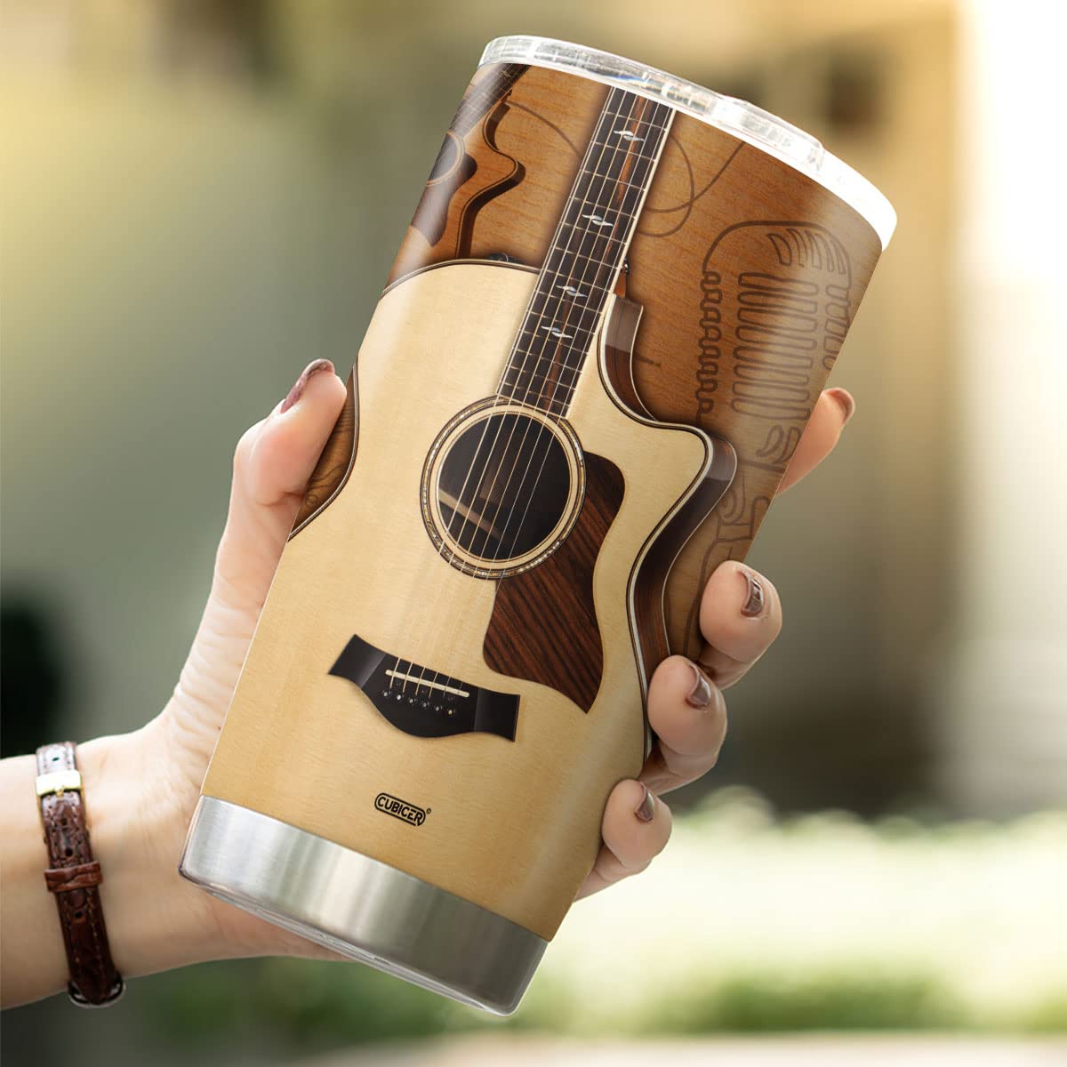 CUBICER Guitar Tumbler Gifts For Teens Guitarist Adults Husband Men Music Lovers Coffee Travel Mug Oz Stainless Steel Insulated Cup On Fathers Day Christmas Birthday Retirement