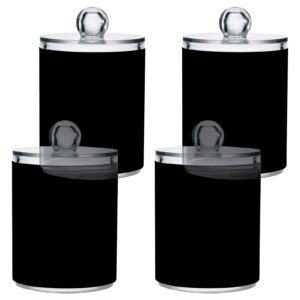 2 Pack Qtip Holder Dispenser Apothecary Jars with Lids Plastic Acrylic Bathroom Vanity Countertop Canister Storage Organizer for Cotton Ball,Swabs,Pads,Floss, Black