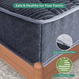 Airdown Queen Mattress, 9 Inch Hybrid Mattress Queen Made in USA, Memory Foam and Innerspring Hybrid Mattress in A Box, Pocket Innersprings Mattress for Motion Isolation, Medium (EGO-Hybrid-9Q)