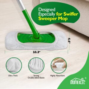 HOMEXCEL Reusable Microfiber Mop Pads Compatible with Swiffer Sweeper-Washable Wet Pad Refills for Wet & Dry Use, Floor Cleaning Mop Head Pads Refills for Household Cleaning, Pack of 2, White