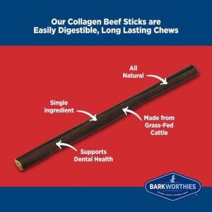 Barkworthies Premium Collagen Beef Sticks for Dogs - 2 Pack 6 inch Daily Health Collagen Chews- 8 Count Grain Free, Rawhide Free, Natural Dog Treats for Aggressive Chewers Dog Pack with E-Book