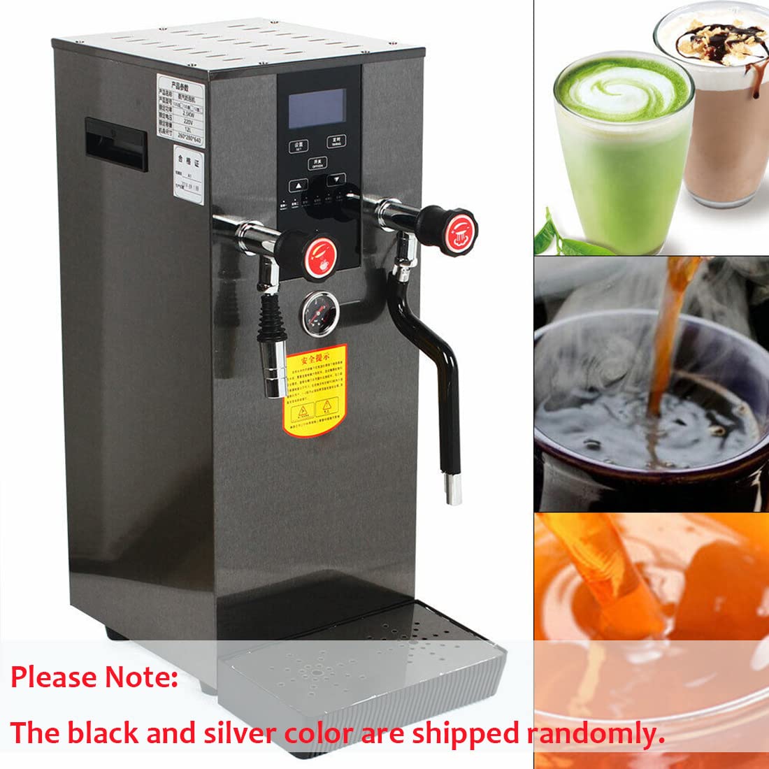 DNYSYSJ 2200W 12L Commercial Electric Milk Frother Automatic Steam Boiling Water Machine Milk Foam Espresso Machine for Coffee Milk Tea Dessert