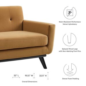 Modway Engage Performance Velvet Sofa with Cognac Finish EEI-5600-COG