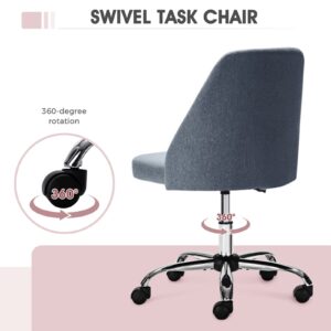 Home Office Desk Chair - Adjustable Rolling Chair, Armless Cute Modern Task Chair for Office, Home, Make Up,Small Space, Bed Room