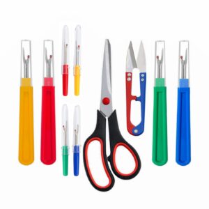 sewing seam ripper tools 10pcs,secai 4 big and 4 small seam rippers with 2 scissors for crafting sewing