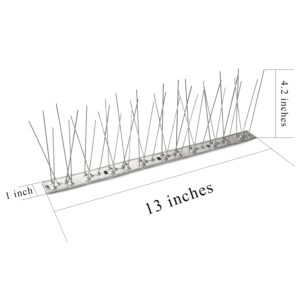 C CRYSTAL LEMON Bird Spikes – Stainless Steel Strips for Bird Deterring – Heavy-Duty Bird Spikes for Outside – Designed for Pigeons, Small Birds, Crows, Woodpeckers, Squirrels – 3 Bases (3.25ft)