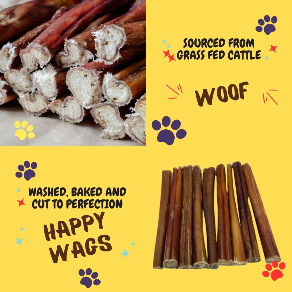 Woofley's 6" Mixed Thickness Buffalo Bully Sticks - (8 oz) -Bully Sticks for Dogs - Long Lasting Bully Stick Dog Chews