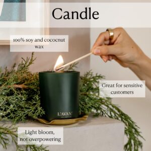 L'AVANT Collective Green Candle | Winter Fir Scented | Non-Toxic & Paraffin Free | Notes of Cedar, Fir, Balsam, Sandalwood | 40 Hours of Burn Time | Long Lasting | Home Decor Aromatherapy Gifts 8oz