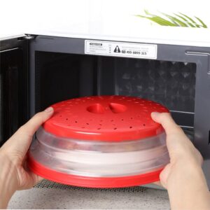 Collapsible Microwave Splatter Cover For Food With Silicone Mats, 10.5 Inch, Dishwasher-safe, Microwave Plate Cover With Steam Vent，BPA-Free Silicone & Plastic (black)