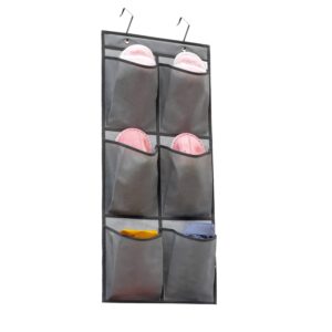 anizer over the narrow door shoe organizer hanging 6 large fabric pockets back door shoe holder for closet with 2 hooks (grey)