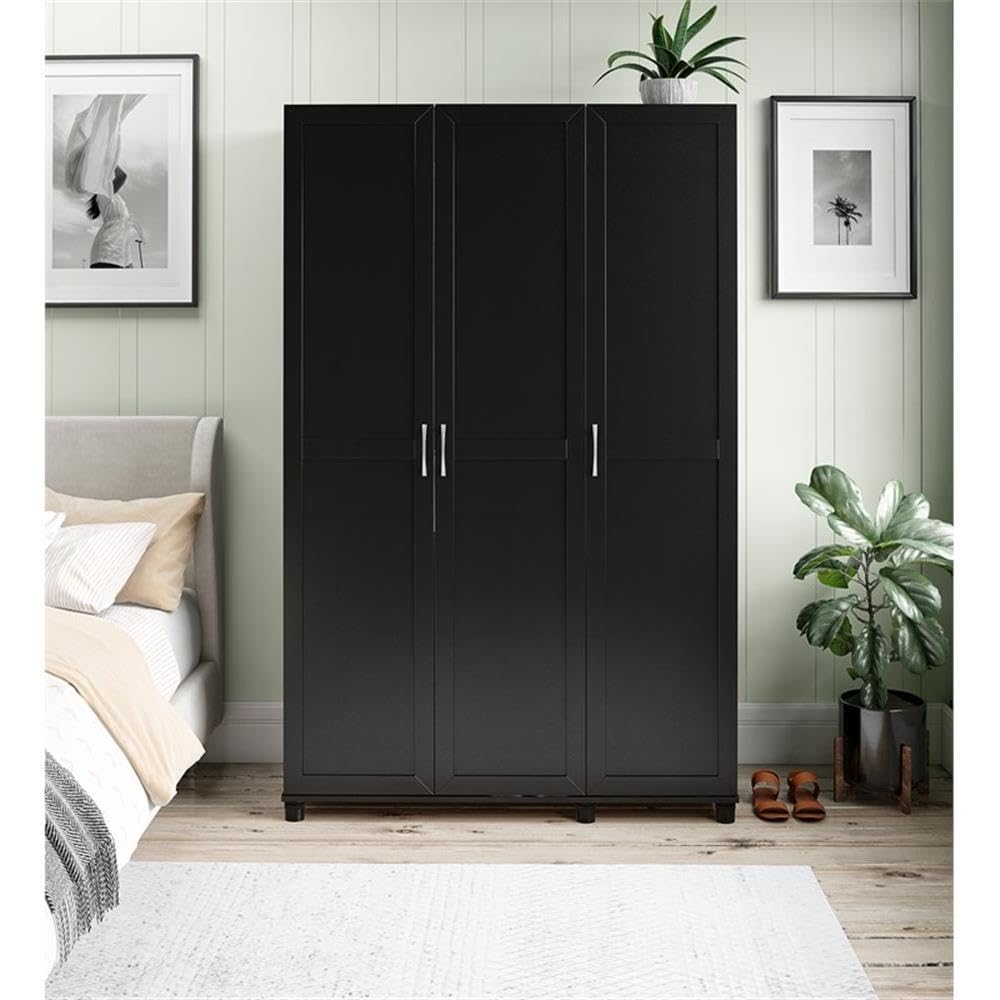 Ameriwood Home Systembuild Evolution Lory Framed 3 Door Wardrobe in Black