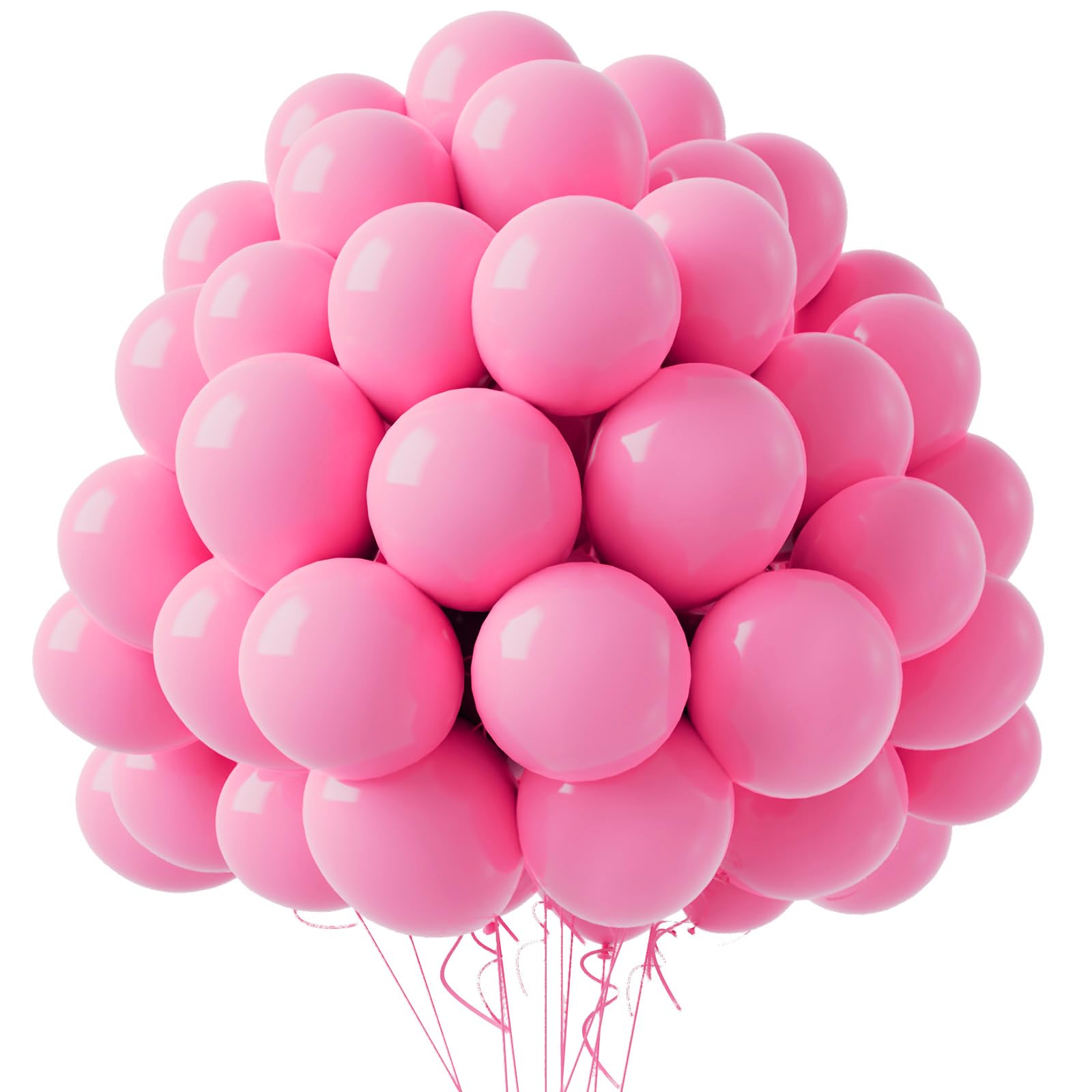 Garma Pink Balloons 12 inch, 100PCS Pink Latex Party Balloons for Balloons Arch as Valentine's Day, Birthday Party, Wedding, Anniversary, Baby Shower, Halloween Party Decorations (with Pink Ribbon)